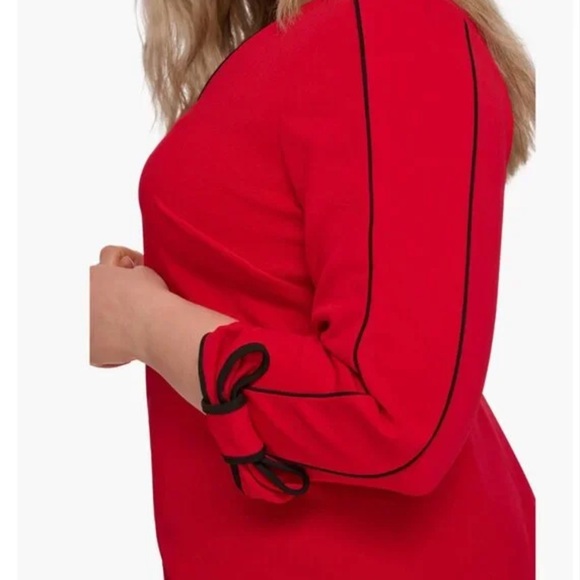 Calvin Klein Piping Trim Bow Sheath Dress Scuba Crepe Red Plus Size 20W Career - Picture 2 of 16